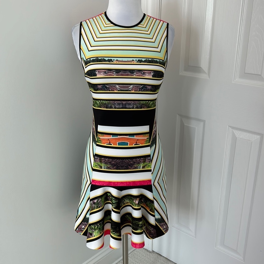 Clover Canyon Striped Printed Neoprene Dress